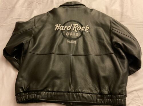 Rare Vintage Hard Rock Cafe PARIS France Black Leather Jacket