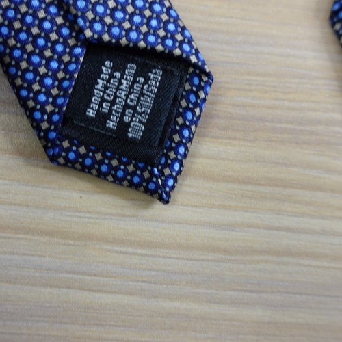 Lattice Tie Boy Blue Micro Silk Art Deco School Necktie Stain Resistant DOCKERS - Picture 7 of 8