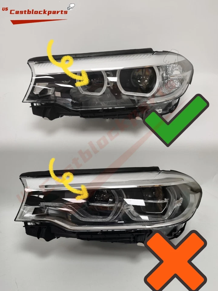 Used BMW 5 Series G30 530i 540i Xenon LED Headlight Left OEM 2017 2018 2019 2020 - Image 2 of 4