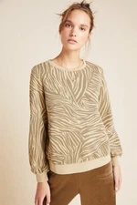Anthropologie Dolan Left Coast Tiger Stripe Sweatshirt Sweater Pullover Gold NWT