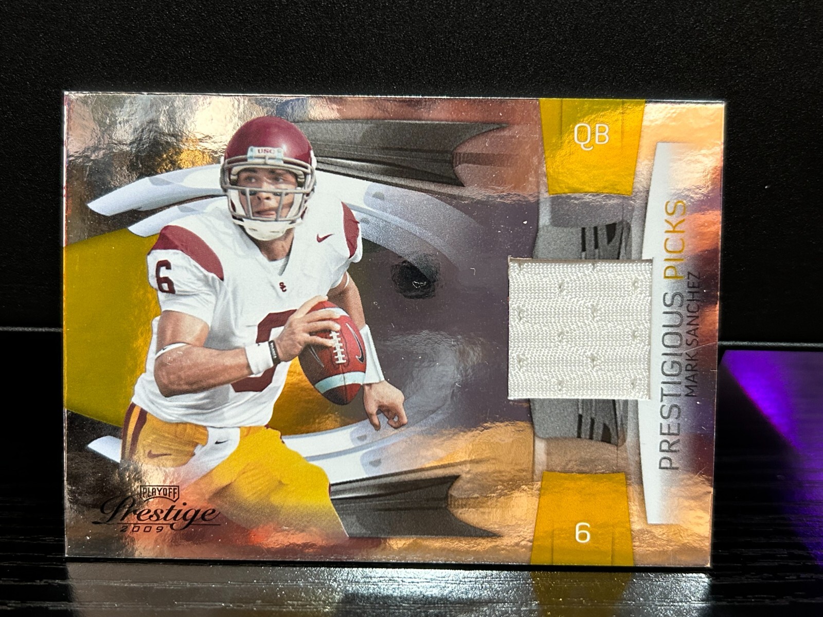 Mark Sanchez Playoff Prestige Prestigious Picks #38 Material Gold