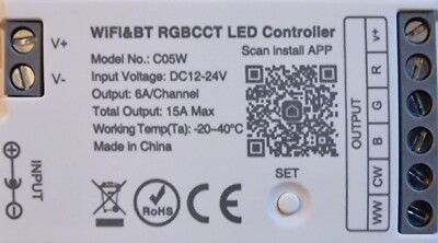 MiBoxer RGB+CCT WIFI LED Controller 12/24V  WiFi Tuya Alexa Google FUT039W 