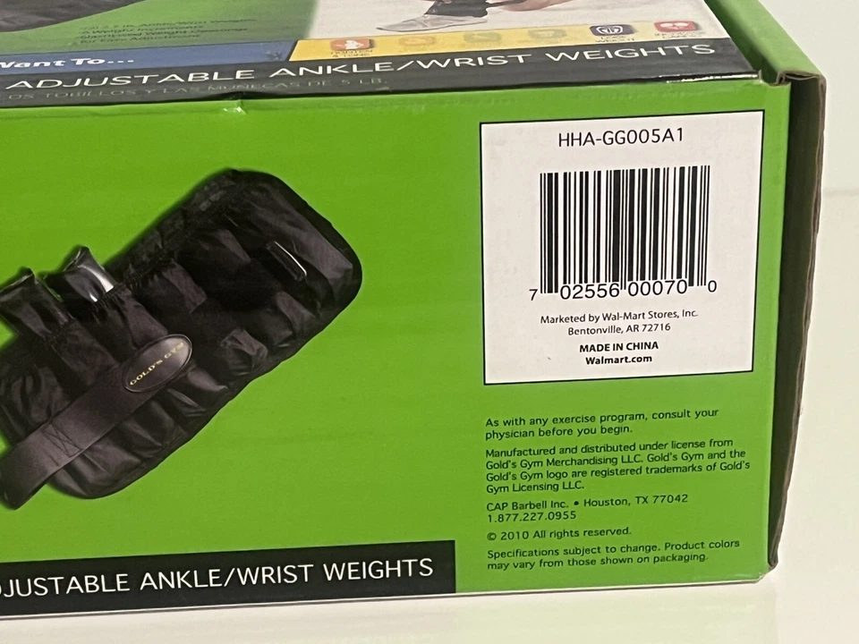 Par de pesas ajustables de tobillo/muñeca Golds Gym de 5 libras. Correa de gancho y bucle Foto 3 de 4