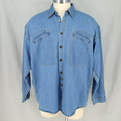 Marithe Francois Girbaud Mens Large Denim Shirt Blue Cotton 90s 