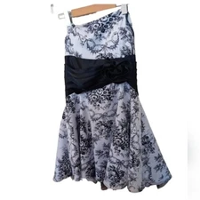 Aspeed Women's Formal Dress Party Prom Short Strapless White Dress W/ Black Bow