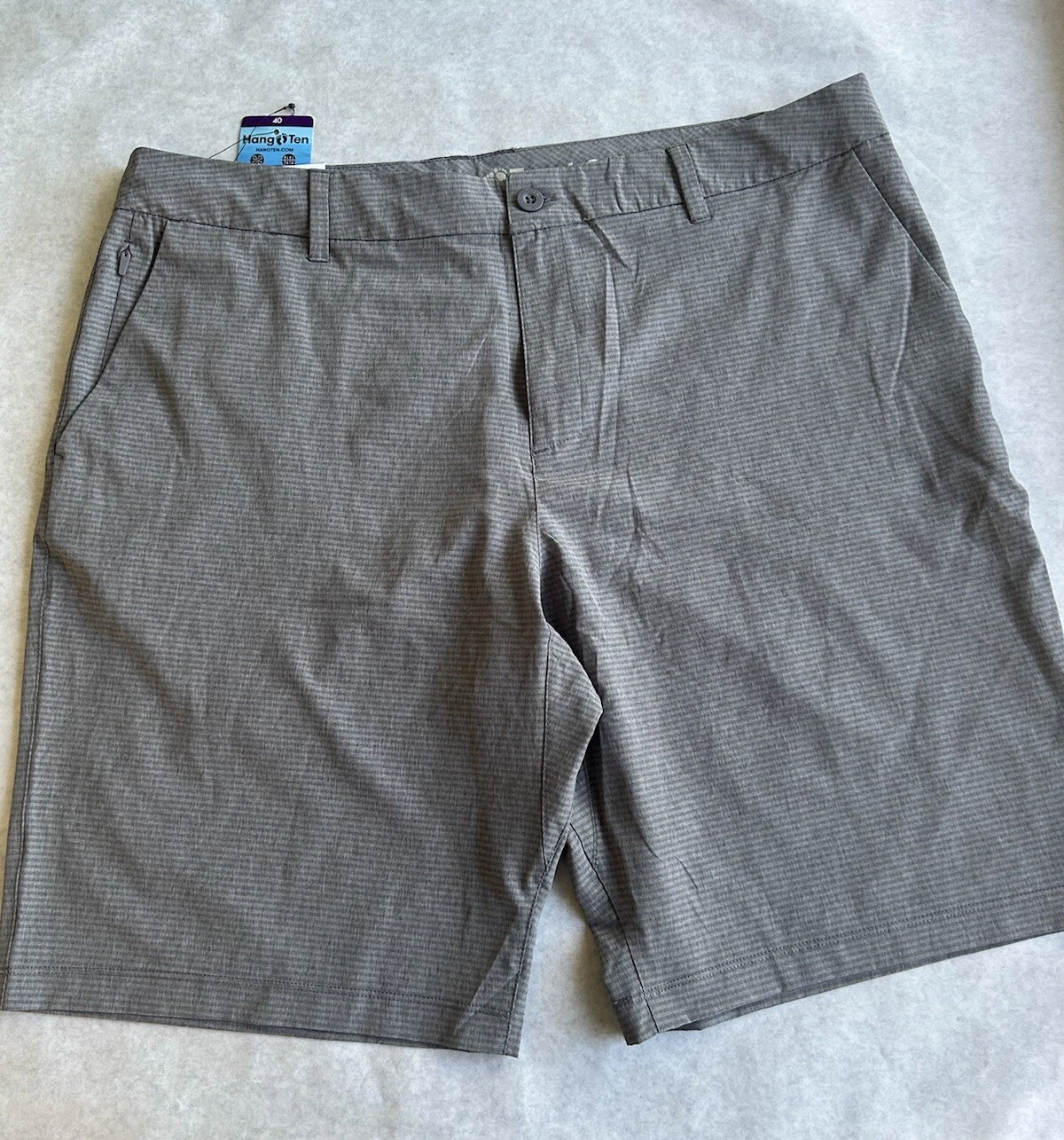 Hang Ten Men's Hybrid Lightweight Stretch Quick Dry Shorts Gray Stripe Size 40
