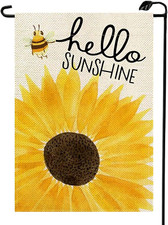 Hello Sunshine Summer Sunflower Garden Flag 12X18 Inch Double Sided for outside