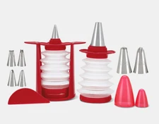 Kuhn Rikon 12-piece Frosting Filler Decorating Set, Red, New in plain Box