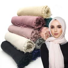 Muslim Crinkle Hijab Schal Frauen Viskose Kopftuch Stirnband Islamische Wraps