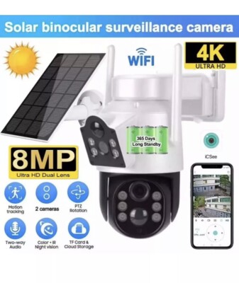 Solarbetriebene Überwachungskamera IP 8MP Wifi Außen Überwachung Video CCTV Cam