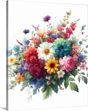 Beautiful  Floral Flower Bouquet Bunch Flowers Stretched Gallery Canvas Wrap