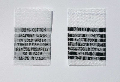 100 PCS WHITE WOVEN CLOTHING SEWING GARMENT APPAREL LABEL TAGS  - 100% COTTON