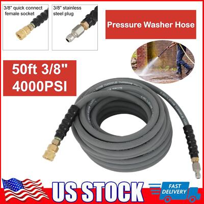 #ad Pressure Washer Hose 3 8quot; 50ft 4000 PSI With Couplers Quick Connect $56.11