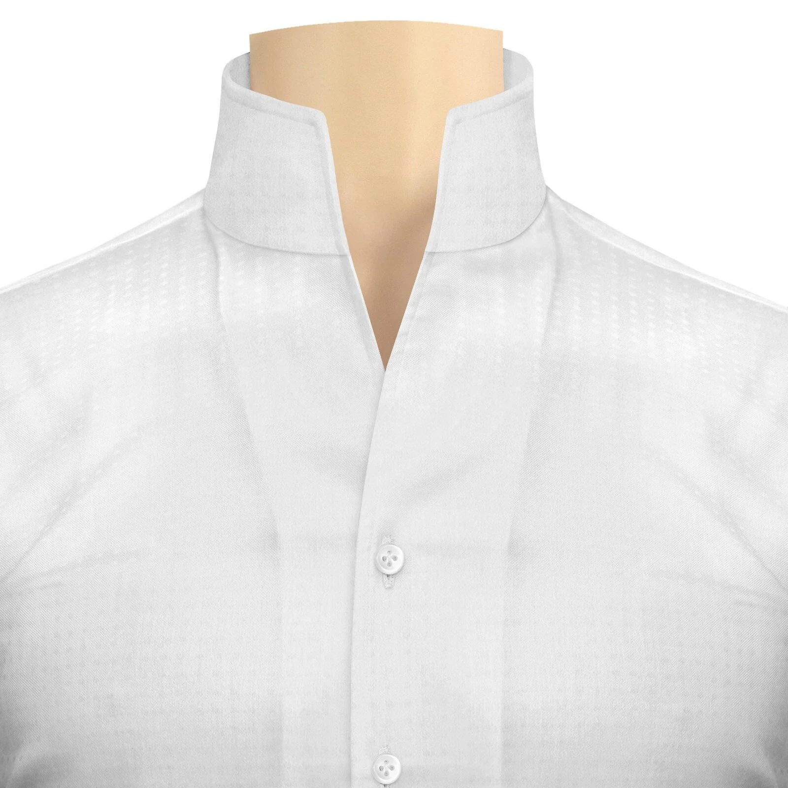 High Open Collar Buttonless White Dot Stripes Men Celebrity Style Wedding Shirt