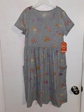 NWT Wonder Nation Gray Unicorn Dress Girls Play With Pockets Girl's 10 12 plus