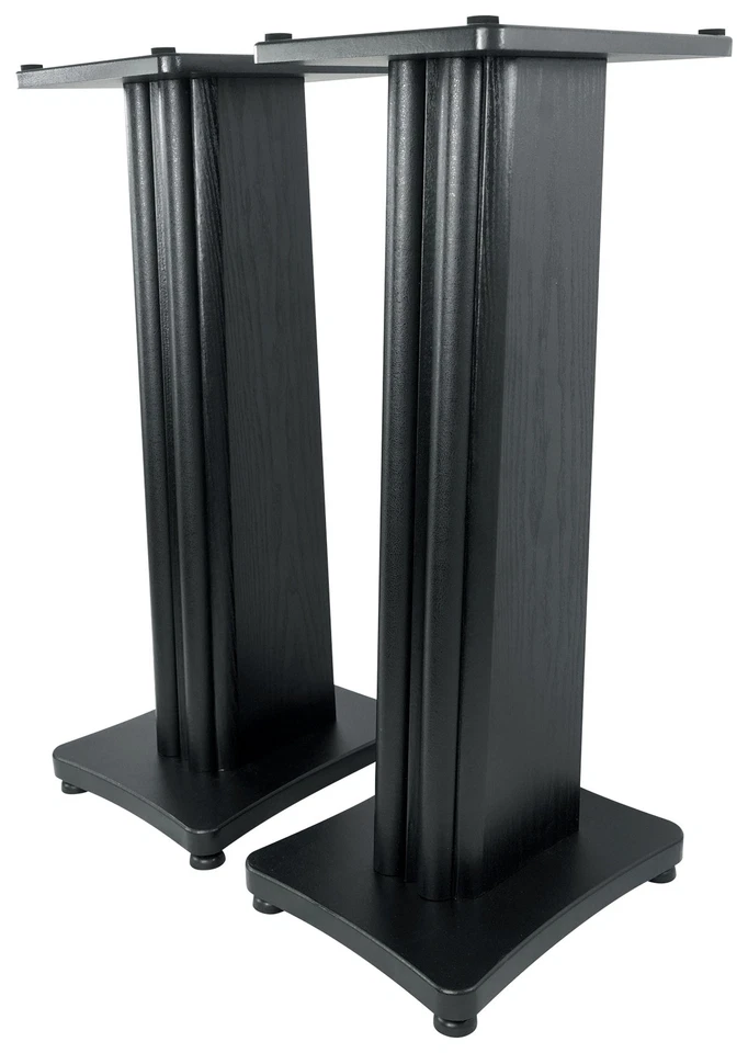 2) Rockville SS28B Premium Black Wood Grain 28" Home Speaker Stands Up to 100Lbs