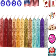 High Viscosity 12 Color Sealing Wax Sticks with Wicks for DIY Projects