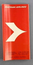 AUSTRIAN AIRLINES AIRLINE TIMETABLE SUMMER 1975 OS AUSTRIA FLUGPLAN 1ST EDITION