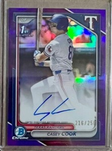 2024 Bowman Draft Chrome Auto Purple Ref #CPA-CCY Casey Cook #/250 Rangers RC