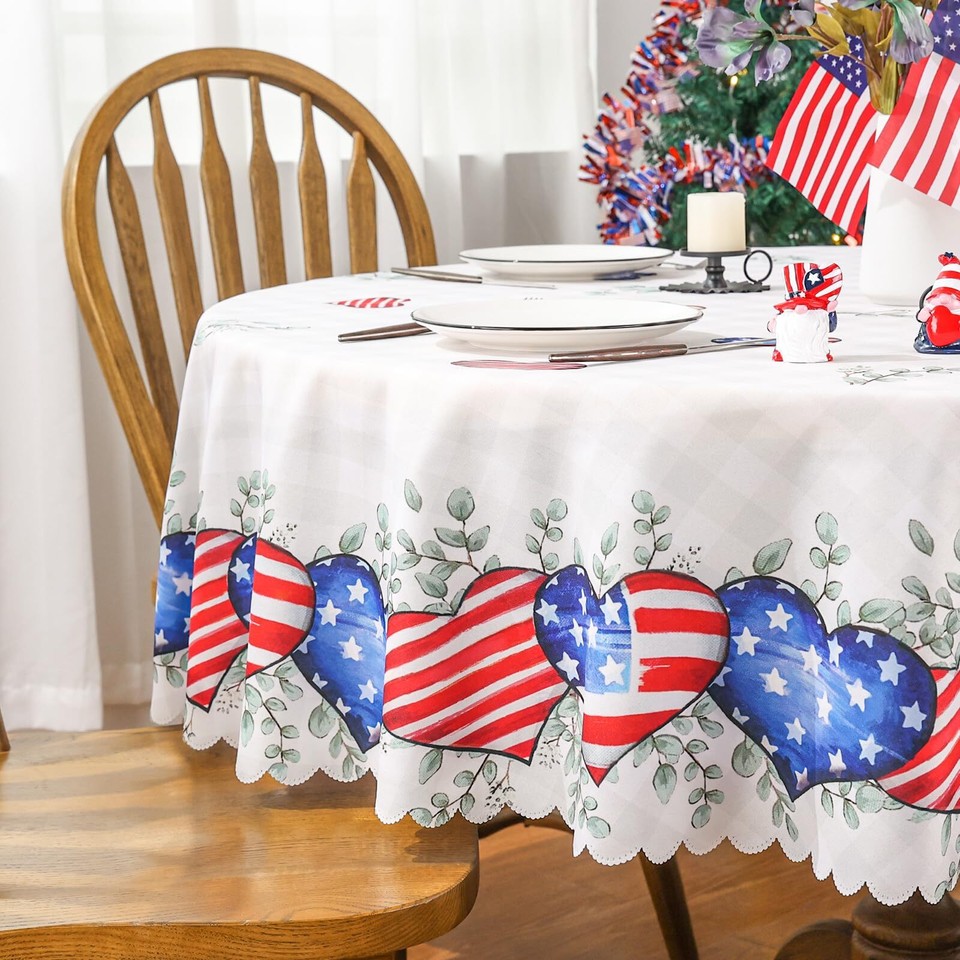 Siilues 4th of July Tablecloth 70 x 70 Inches Round, 4th of July