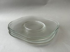 Vintage Retro Dinner / Side Plates X 4 Clear Jo Columbo Arno Italy Glass Square