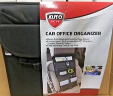 Auto Drive Car Organizer Carry Case Hangs From Seat Folds Into Lap Desk BLACK