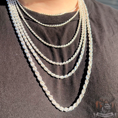 Italian Silver Rope Chain, SOLID 925 Sterling Silver Chain