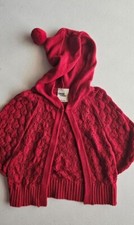 USED OSHKOSH Toddler Red Knitted Cardigan with Hood- Size 3T