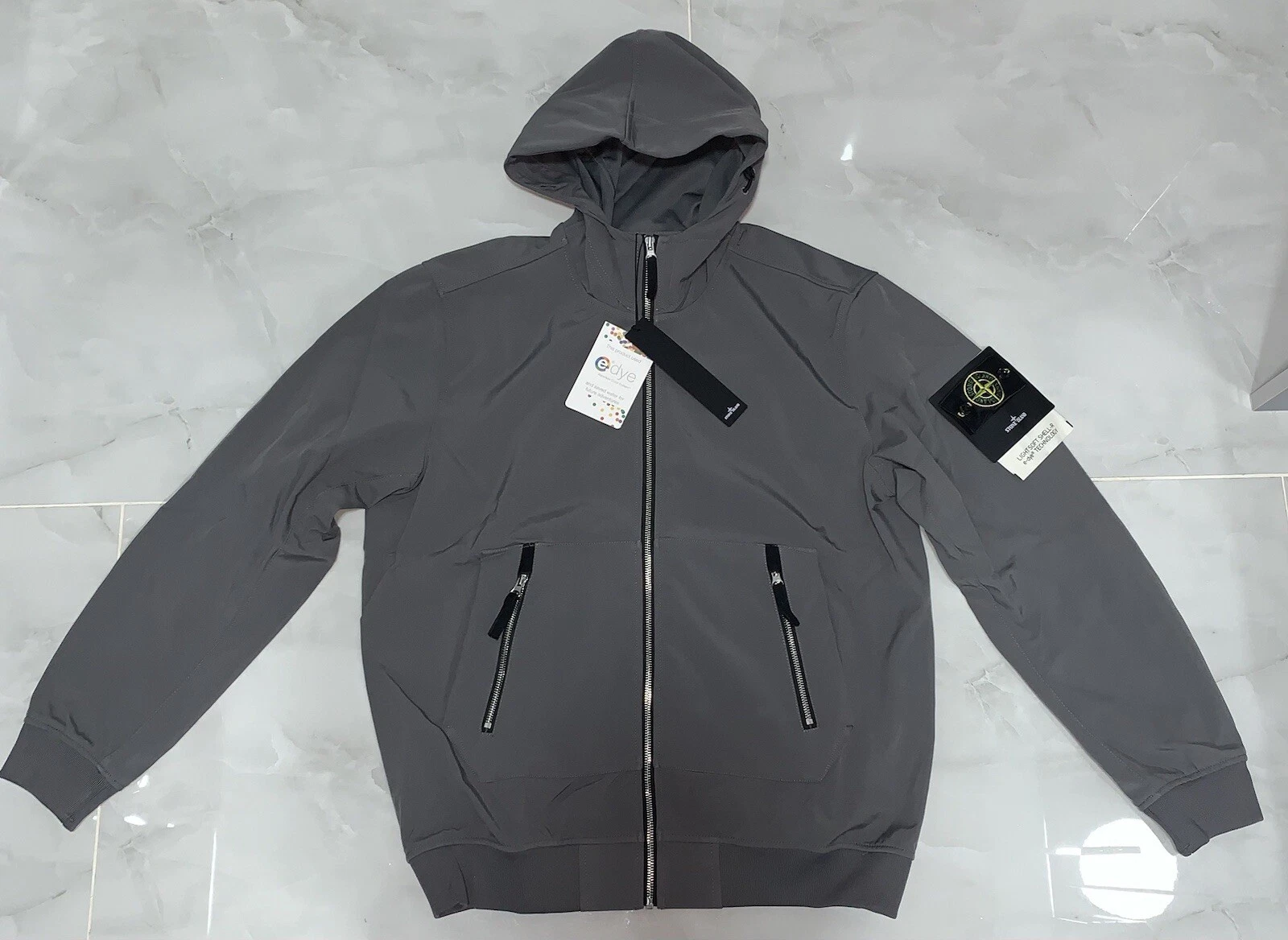 Cappotto Giacca Uomo Grigio Stone Island Light Soft Shell R Tecnologia E Dye XL