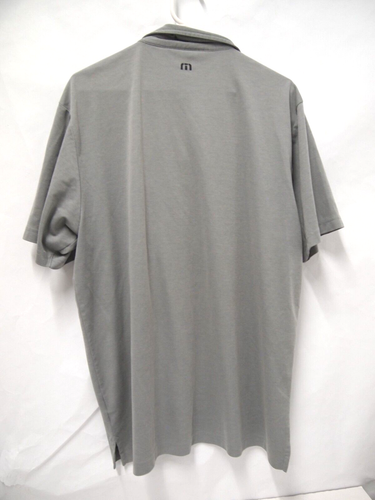 Travis Mathew Herren Poloshirt XL grau lila gestreift Strick Kurzarm Pima - Bild 3 von 5