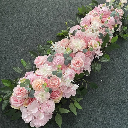 Fila de flores artificiais para casamento decoração para casa cena estrada de flores artificiais - Imagem 4 de 4