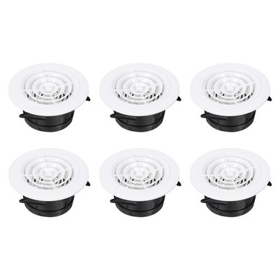 4 Inch Round Air Vent Cover, 6Pcs ABS Adjustable Soffit Vents for Home, White