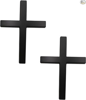 2-Pack Metal Cross Badge Decals, 2.5''x1.8'' 3D Emblem Sticker, Sel Color: Black