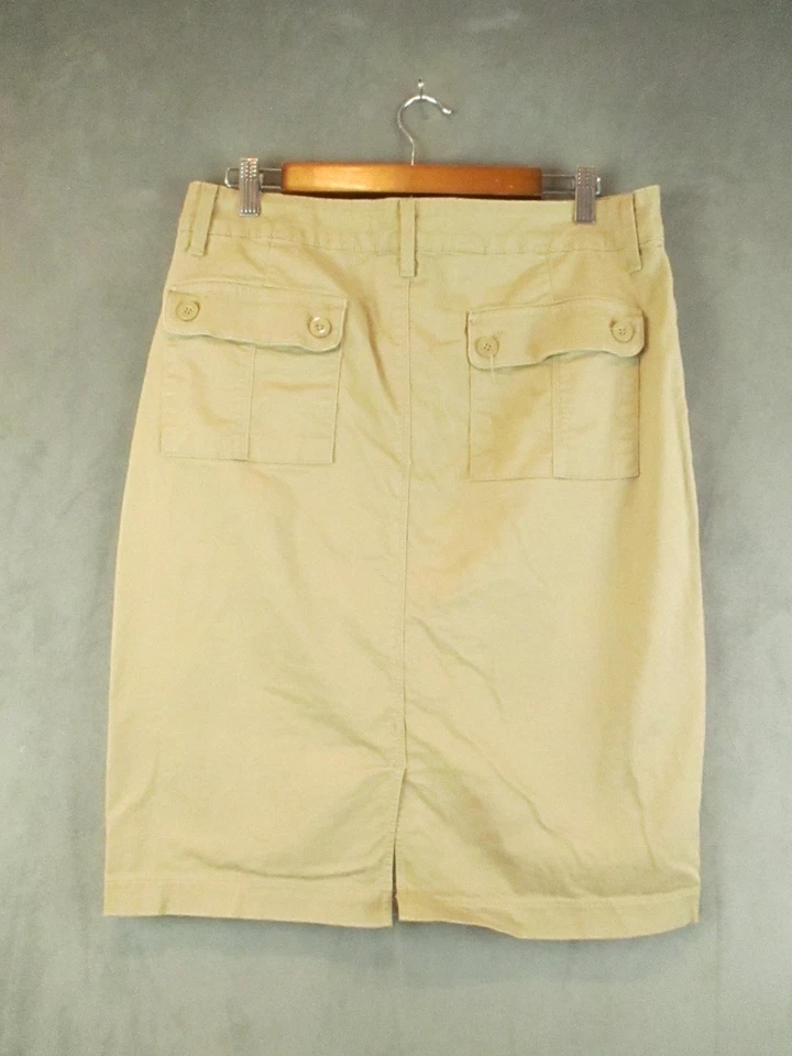 Falda NYDJ Mujer 12 Caqui Chino Lápiz Elástico Elevación Pliegue Hecha en EE. UU. Foto 3 de 4