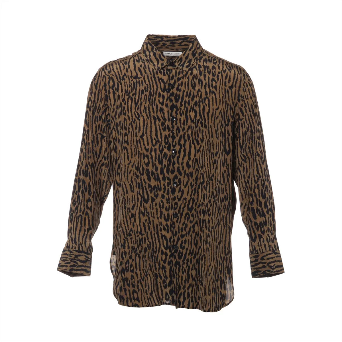 Camicia Saint Laurent Paris 21 anni seta 37 uomo marrone 653860 fantasia leopardata