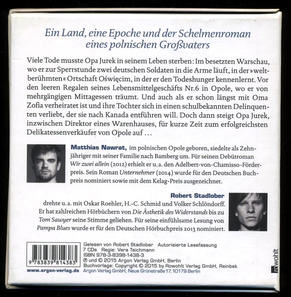 Matthias NAWRAT★DIE VIELEN TODE UNSERES OPAS★Hörbuch★R. STADLOBER liest★7-CD-Box - Bild 3 von 3