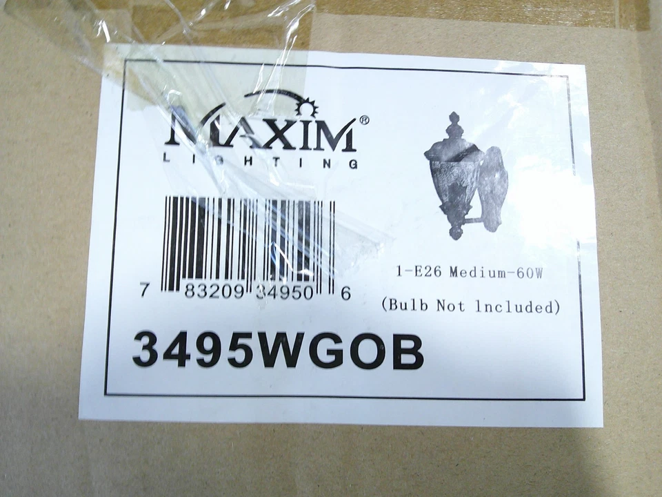 Aplique de pared exterior de bronce oriental MAXIM 3495WGOB Carriage House 1 luz 6" de ancho Foto 2 de 3