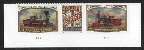 Plate # Strip of 3 - 5378-5380 Transcontinental Railroad MNH 2019