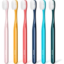 Extra Soft Manual Toothbrush 6-Pack, Deep Cleaning Flossing Toothbrushes for