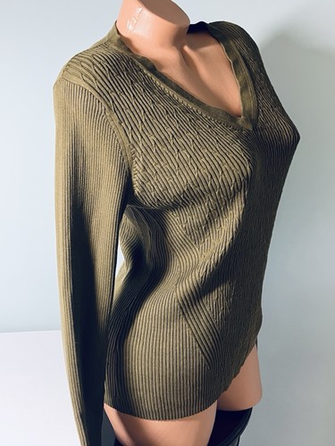 Carlisle Collection 100% Suvin Cotton Sweater Top Olive Sz S Miranda Sample Set - Picture 5 of 10