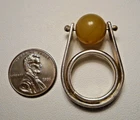 Vintage Modernist Tall Sterling 925 Ring w Spinning Stone Bead 10.8g Size 5.5