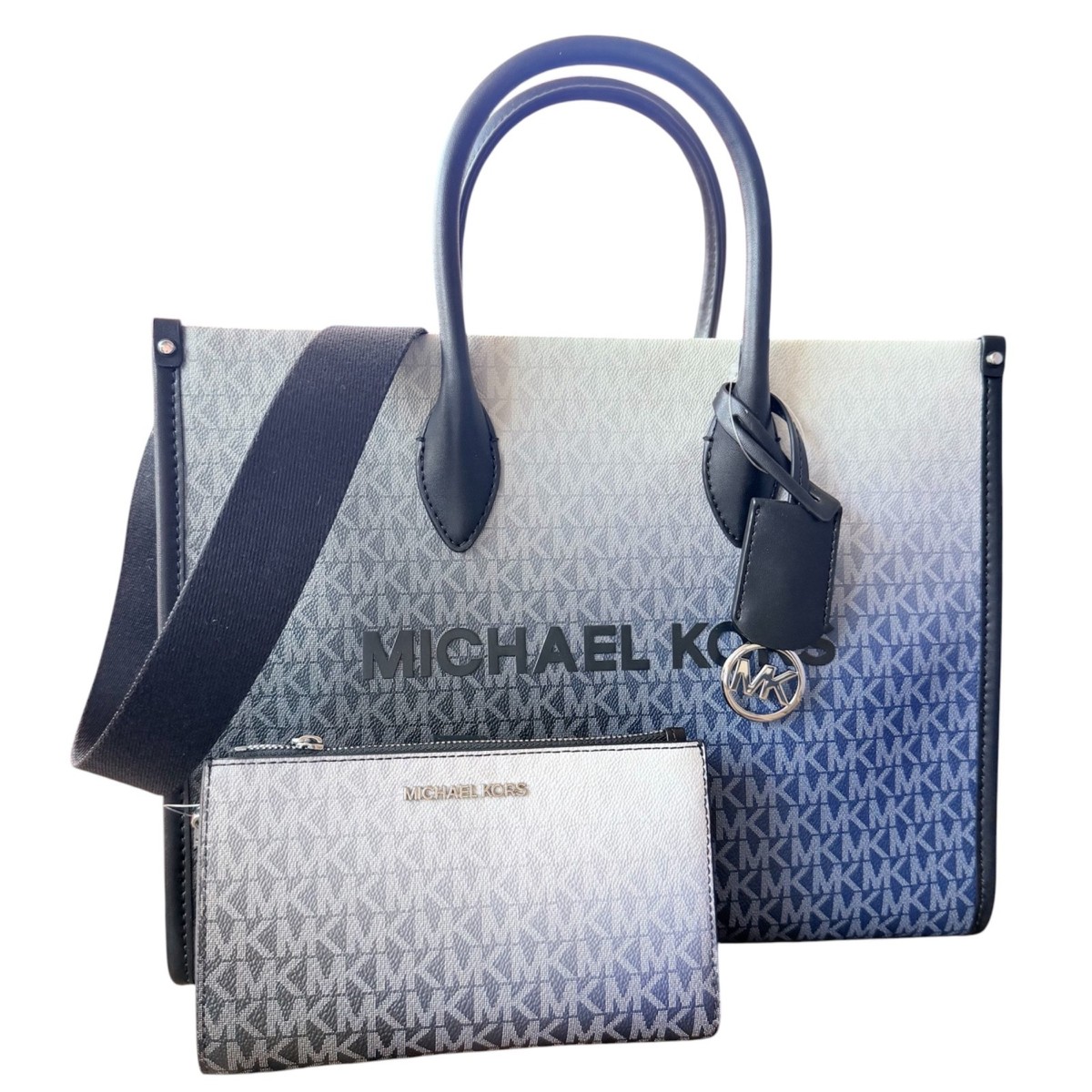 Michael Kors Mirella Medium Tote Ombre MK Logo Signature Bag +