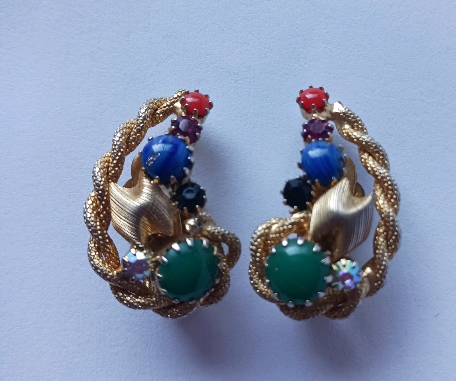 Vintsge Designer HOBE Earrings Multicolor Gemston… - image 1