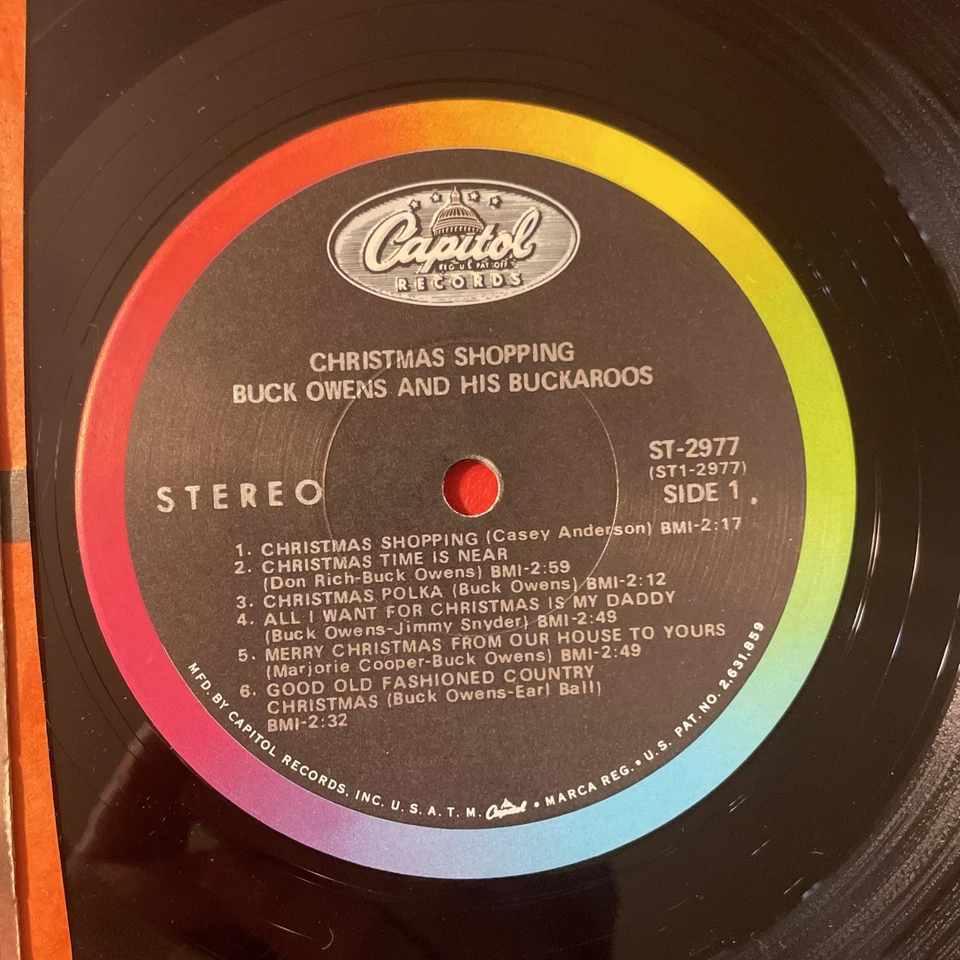Buck Owens Christmas Shopping LP Capitol Stereo 1st Press W/ Shrink + Inner VG+ - Image 3 of 4