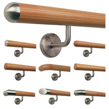 Handlauf Holz Lärche Geländer Wandhandlauf Treppe Eingang Griff Rundholz V2A
