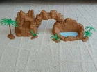 Vintage MARX 7 Pc. Mountain Terrain/ Rock Formation Prehistoric Dinosaur Playset