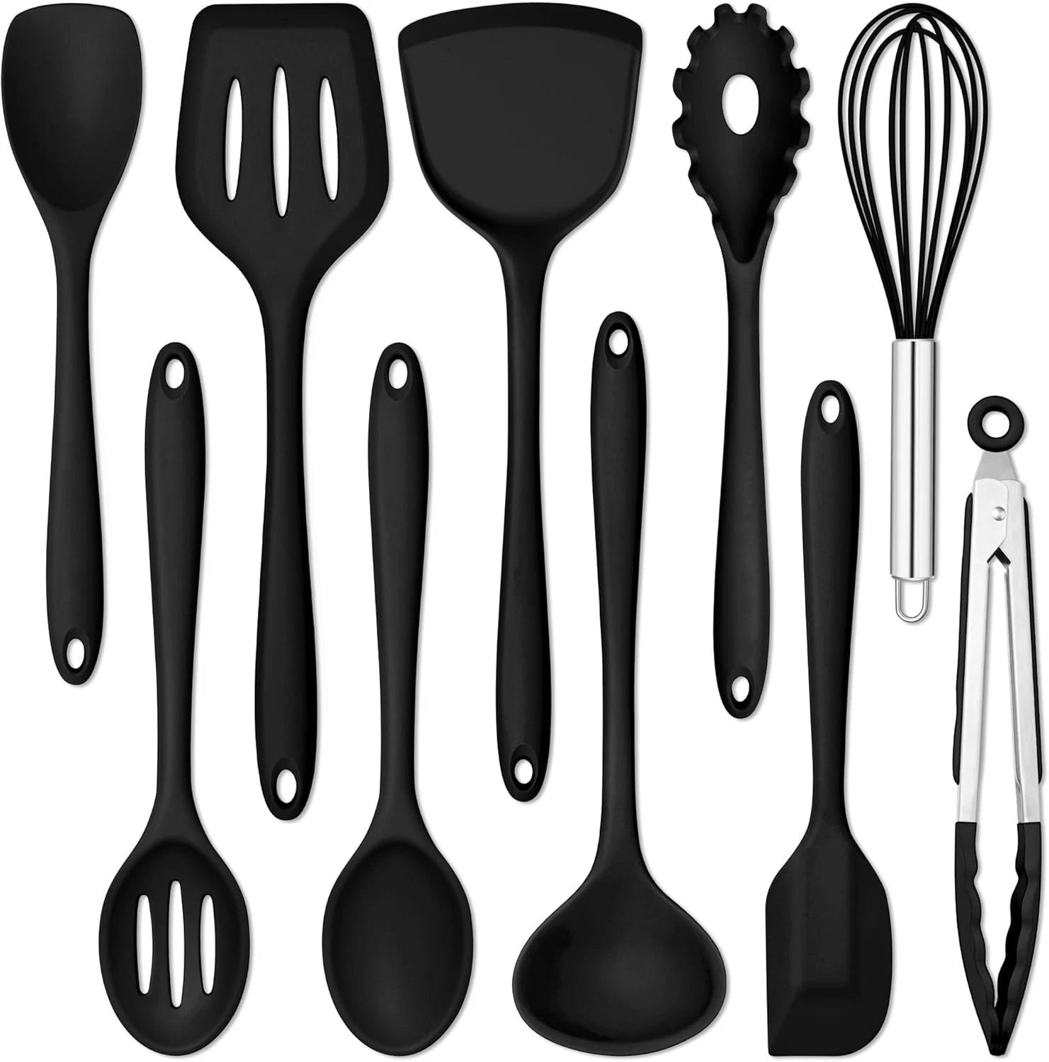 10 Pieces Silicone Cooking Utensils Set, Heat Resistant Kitchen Utensil Set for