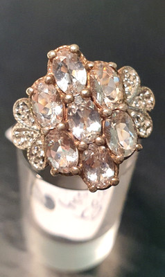 Harry Ivens 925 Silver and Rose Gold Plated Ring Pink Morganite Diamond