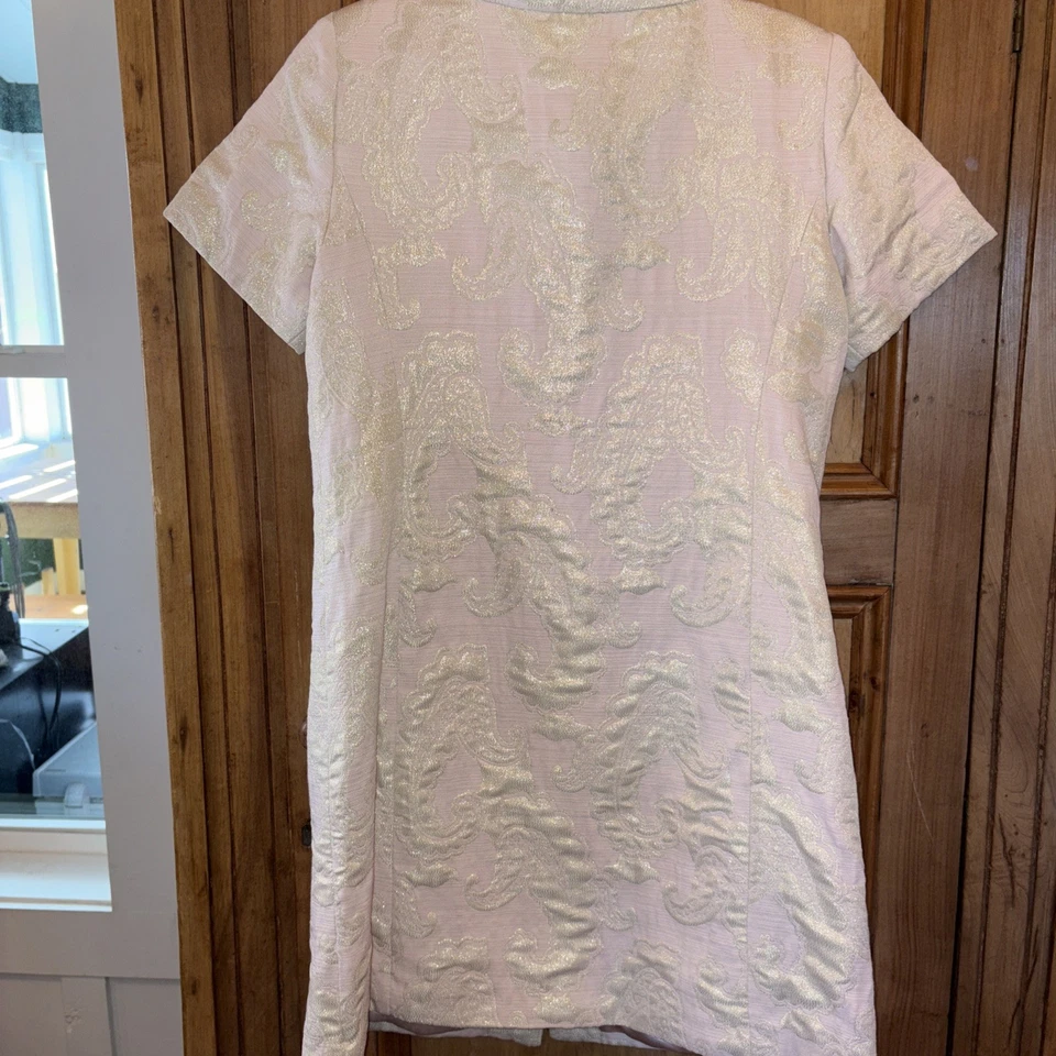 Linea by Louis Dell'Olio Rosa Oro Manga Corta Chaqueta Rosas Abrigo Acolchado De Colección S Foto 4 de 4