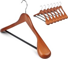 Coat Hanger 8-Pack, MEQUTION Wood Hangers Trouser Hangers Extra Wide Shoulder